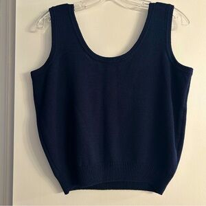 St. John Knit Navy Blue Knit Tank Top Size Med